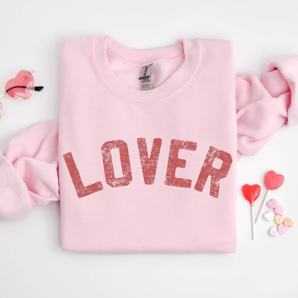 Pink 'Lover' Crewneck Sweatshirt MEDIUM